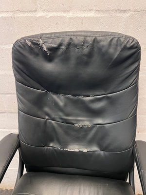 Black Faux-Leather High Back Office Chair — Significant Wear and Tear Damage – condition detail
