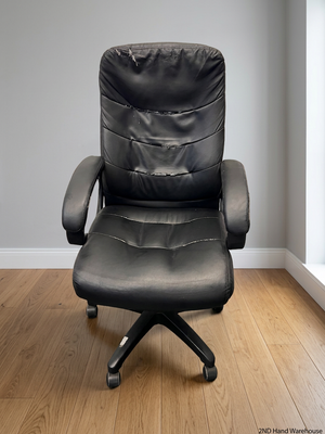 Black Faux-Leather High Back Office Chair — Significant Wear and Tear Damage – styled product image