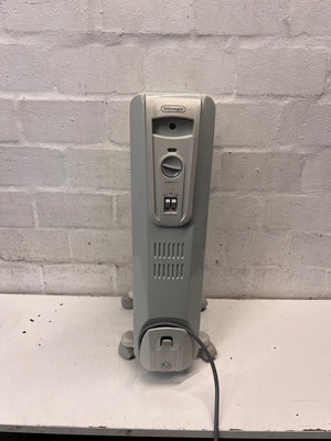 DeLonghi Cream Oil Heater with Castors — Good Working Order – main front view