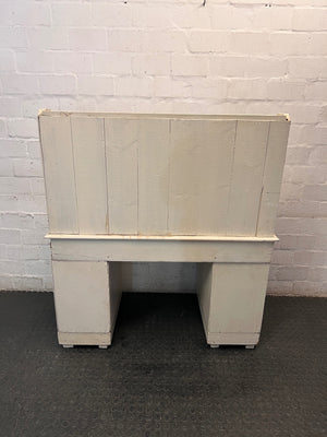 Cream Timber Office Desk with Shelved Hutch – back view
