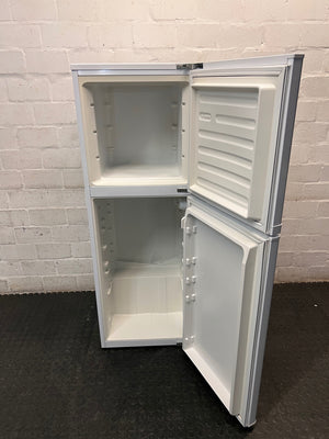 KIC White Top-Mount Fridge Freezer — Missing Compressor Power Cable and Drawers – side view