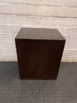 Dark Wood Side Table with Two Drawers — Scratches on Edges – top view