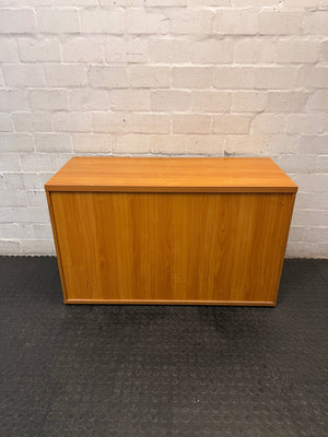 Wood and Anthracite Tambour Door Office Credenza — Good Used Condition – back view