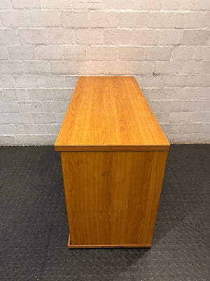 Wood and Anthracite Tambour Door Office Credenza — Good Used Condition – condition detail
