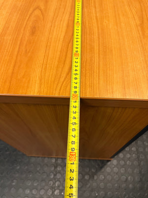 Wood and Anthracite Tambour Door Office Credenza — Good Used Condition – width measurement