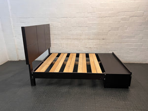 Double Bed Frame with Panelled Headboard and Footboard Drawers — Used Double Bed Frame and Base – top view