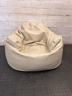 Structured Beige Faux-Leather Bean Bag with Armrests — Good Preloved Condition – main front view