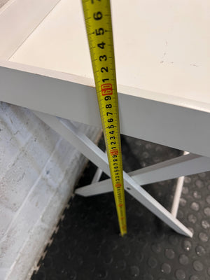 White Butler Style Side Table with Folding Stand — Small Marks on Finish – height measurement