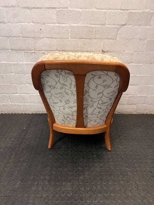 Vintage Floral Upholstered Armchair with Wooden Frame – condition detail