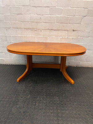 Oval Starburst Veneer Coffee Table – back view