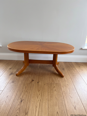 Oval Starburst Veneer Coffee Table – styled product image