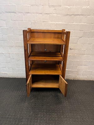 Mid-Sized Wooden Bookshelf with Lower Cupboard – side view