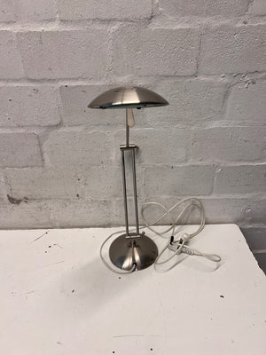 Modern Brushed Silver Adjustable Desk Lamp — Missing Light Bulb – main front view