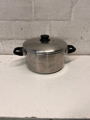 Stainless Steel Cooking Pot with Lid — Fair Condition – main front view