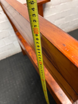 Rustic Brown Wooden Slatted Bench — Good Working Order – height measurement