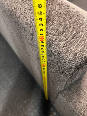 Grey Textured Fabric L-Shape Couch — Damaged and Worn Condition – height measurement
