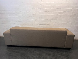 Coricraft Titanic 3 Seater Couch in Grey Fabric — Marked Upholstery and Soft Seat Cushions – condition detail