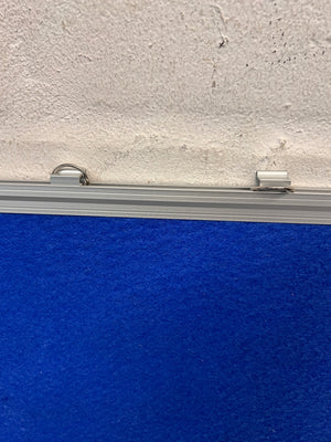 Blue Felt Pin Board with Aluminium Frame — Clean and Well-Maintained – side view