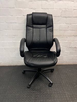 Black High-Back Faux Wood Executive Office Chair – main front view