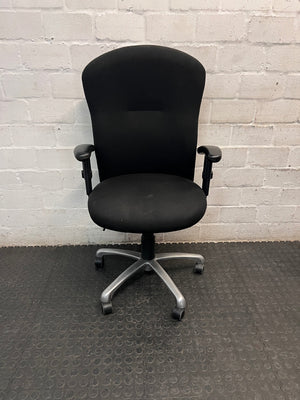Black Fabric Executive High-Back Office Chair — Good Working Order – main front view
