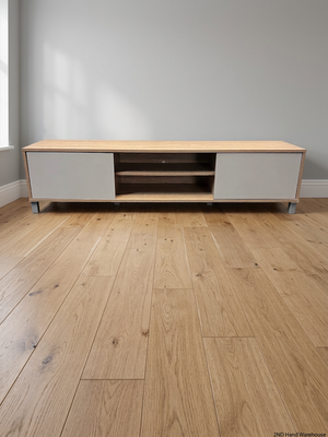 Ally Two Door Light Oak and Grey TV Unit — Surface Wear to Top Panel – styled product image