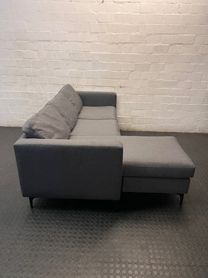 Santino Grey Fabric Fabric Corner Chaise Couch — Fabric Surface Has a Small Coal Burn – back view