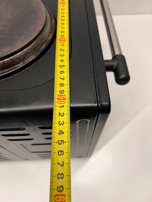 Black Fussion Two-Plate Countertop Stove and Oven — Working Order with Visible Rust – width measurement