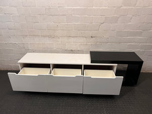 Modern Two-Tone Asymmetric TV Unit — Fair Used Condition – side view