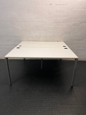 Large White Square Cluster Office Desk — Surface Scratches and Minor Damage – condition detail