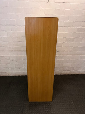 Oak-Finish Two-Door Office Filing Cabinet — Good Working Order – condition detail
