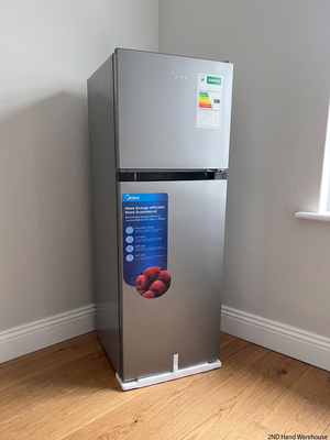 Silver Midea Fridge with Top Freezer — Good Working Order – styled product image