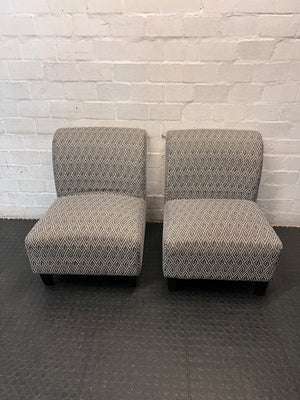 Coricraft Patterned Geometric Occasional Chair — Minor Squeak in One Chair – condition detail