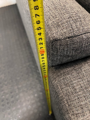 Coricraft Dark Grey 2 Seater Couch — Worn Fabric and Internal Squeak – height measurement
