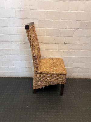 High-Back Woven Natural Fibre Dining Chair – back view