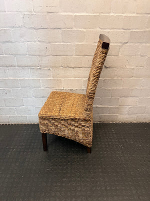 High-Back Woven Natural Fibre Dining Chair – side view