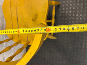 Yellow Farmhouse Style Wooden Outdoor Chair — Cracked Seat and Worn Paintwork – width measurement
