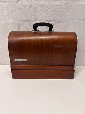 Vintage Janome 366 Sewing Machine with Wood Base — Good Working Order – top view