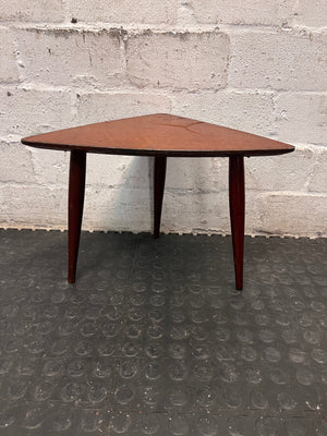 Triangular Wooden Side Table with Tapered Legs – main front view