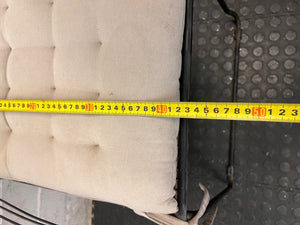 Black Steel Frame Dining Chair with Beige Cushion — Well Used State – width measurement