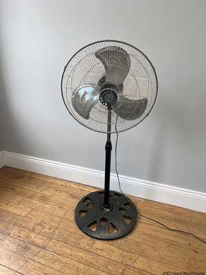 Condere Black and Chrome Standing Fan — Working Well; Fair Condition – styled product image