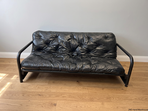 Black Metal Frame Tufted Sleeper Couch – styled product image