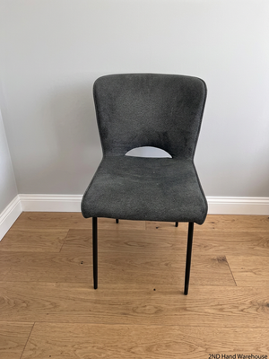 Charcoal Upholstered Dining Chair with Black Metal Legs – styled product image