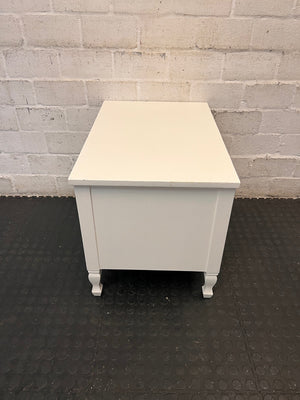 White Side Cabinet with Drawer and Open Shelf — Good Working Order – condition detail