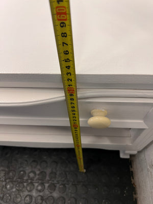 White Side Cabinet with Drawer and Open Shelf — Good Working Order – height measurement