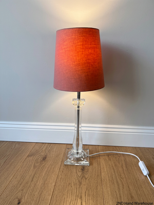 Tapered Acrylic Pedestal Table Lamp with Rust Shade – styled product image