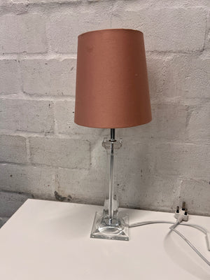 Tapered Acrylic Pedestal Table Lamp with Rust Shade – top view