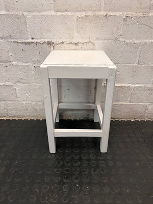 Compact White Wooden Side Table — Well Used Condition – main front view