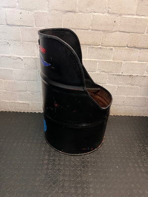Upcycled Metal Oil Drum Chair – side view