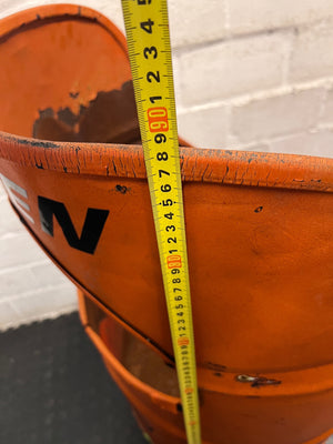 Upcycled Orange Metal Oil Drum Chair – height measurement