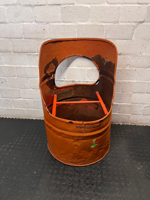 Upcycled Orange Metal Oil Drum Chair – main front view